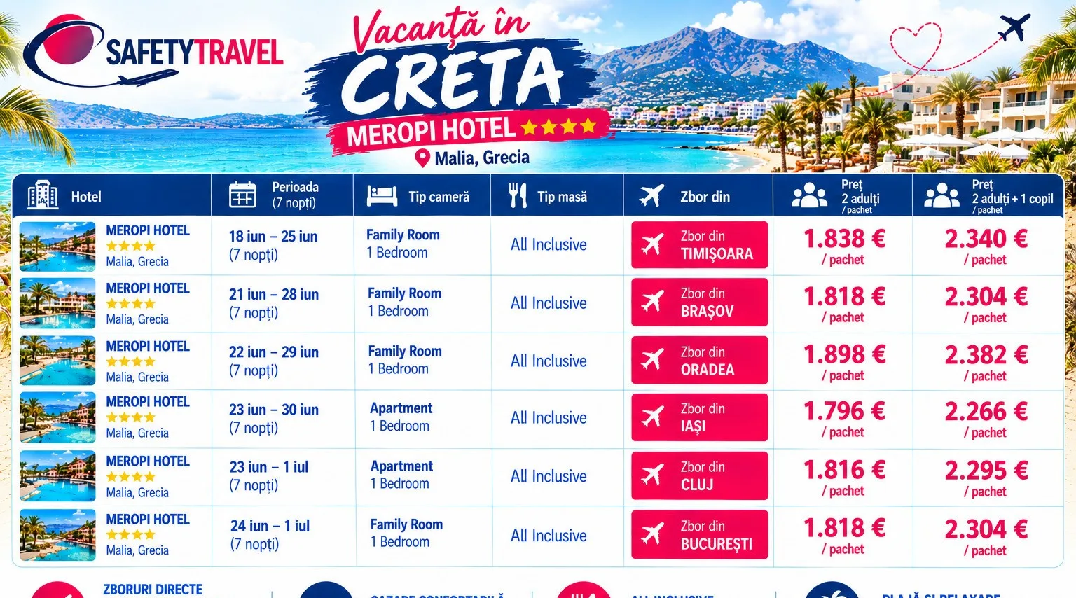 Vacanță în Creta – Meropi Hotel 4★